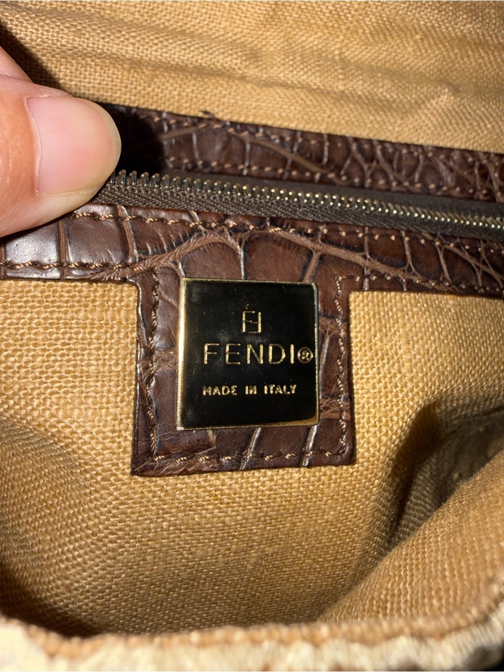 Vintage Fendi Mother of Pearl Baguette Bag w Crocodile Trim - Picture 10 of 11